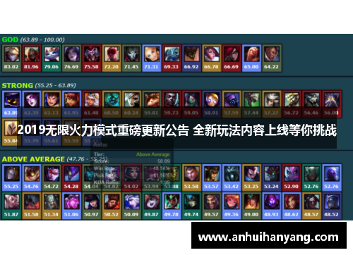 2019无限火力模式重磅更新公告 全新玩法内容上线等你挑战